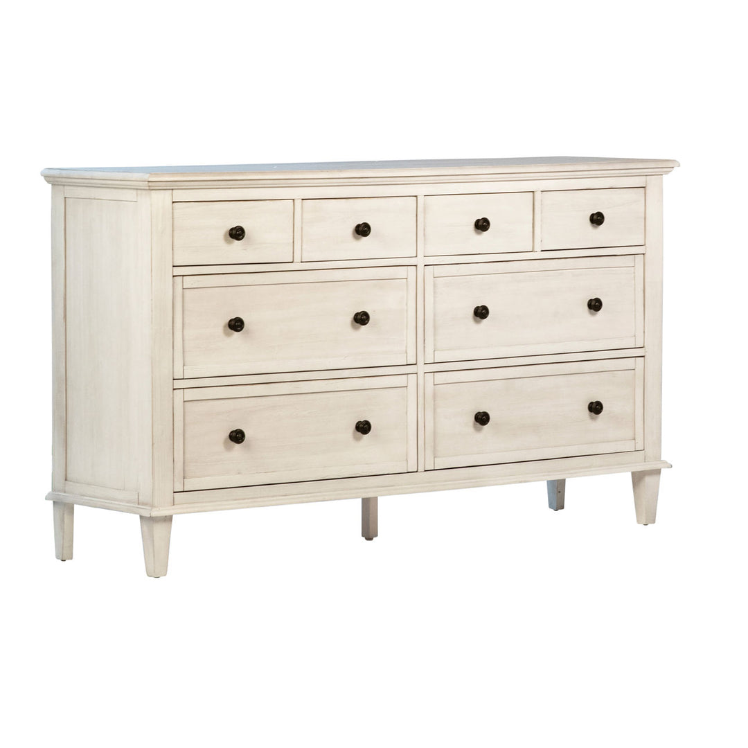 Luca Eight-Drawer Acacia Dresser, back three quarter view