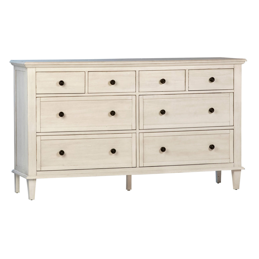 Luca Eight-Drawer Acacia Dresser, three-quarter studio view