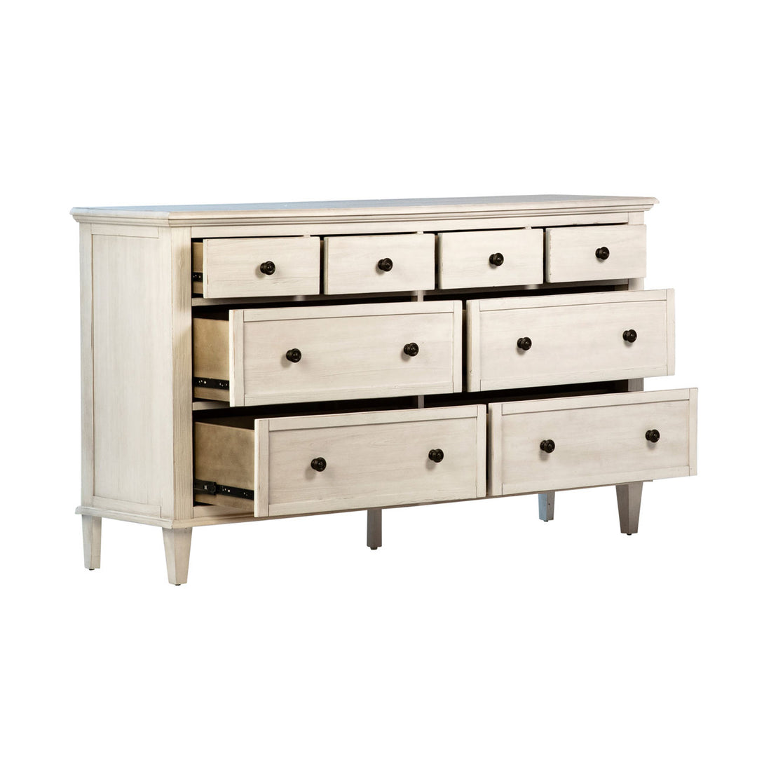 Luca Eight-Drawer Acacia Dresser, open door view