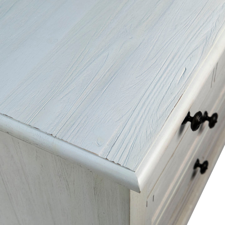 Luca Three-Drawer Acacia Nightstand, detail 2 view