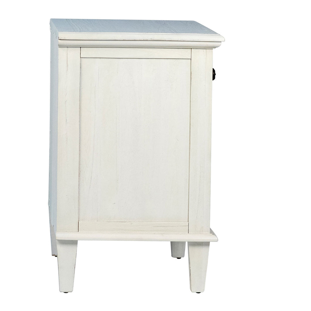 Luca Three-Drawer Acacia Nightstand, profile view