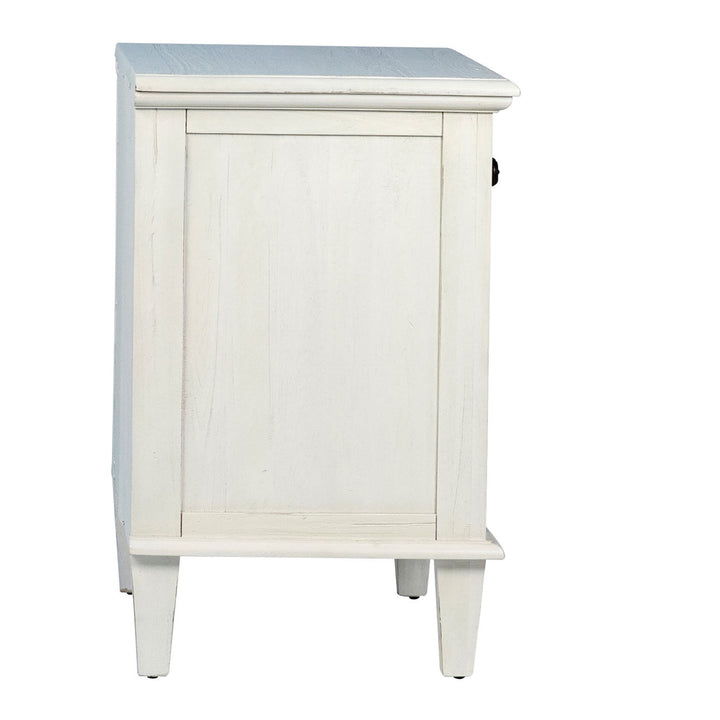 Luca Three-Drawer Acacia Nightstand, profile view