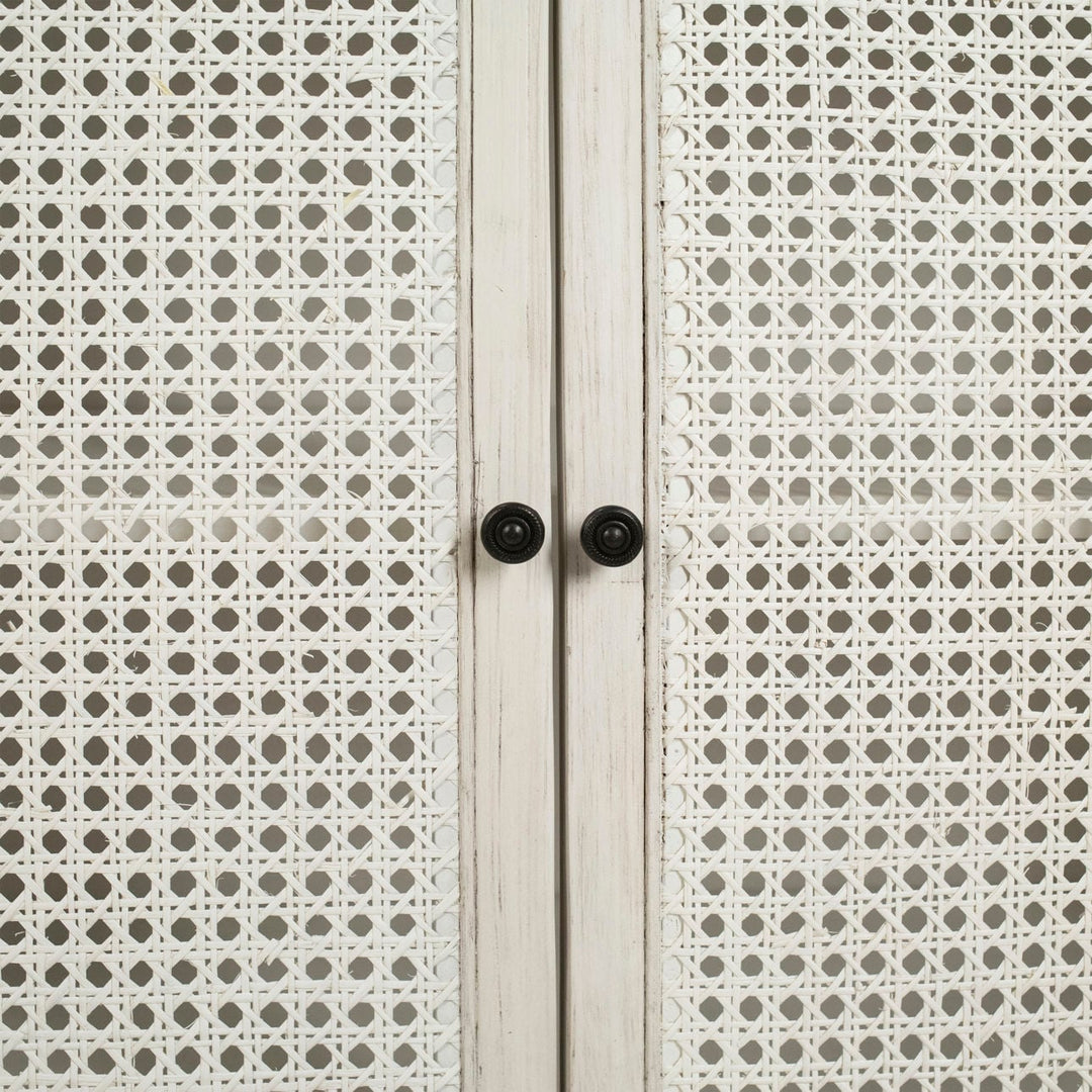 Luca Acacia and Rattan Sideboard, detail 1 view