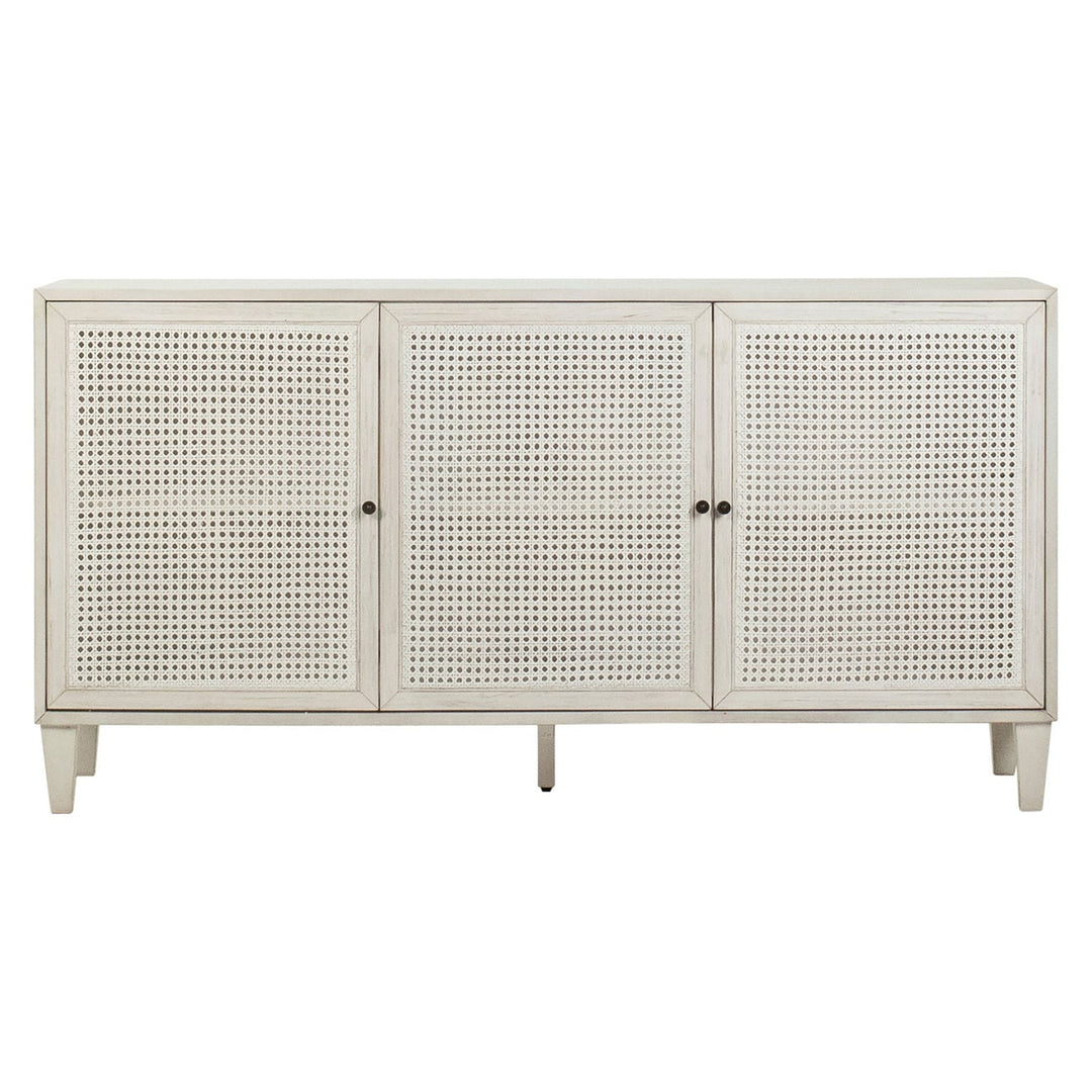 Luca Acacia and Rattan Sideboard, front view