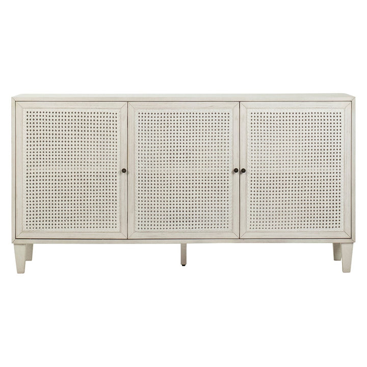 Luca Acacia and Rattan Sideboard, front view