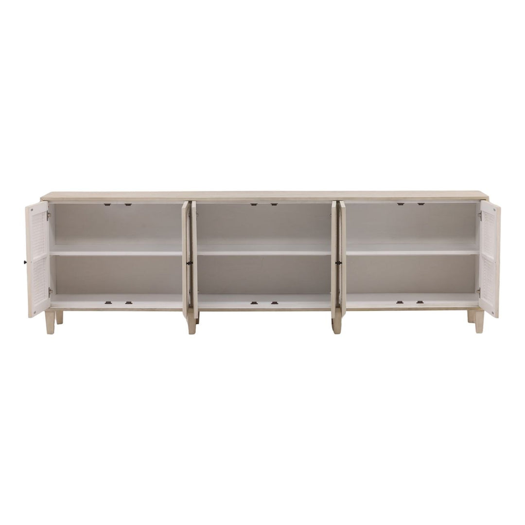 Lucan Acacia and Cane Sideboard, open door view