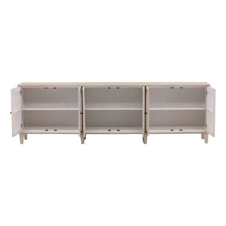 Lucan Acacia and Cane Sideboard, open door view