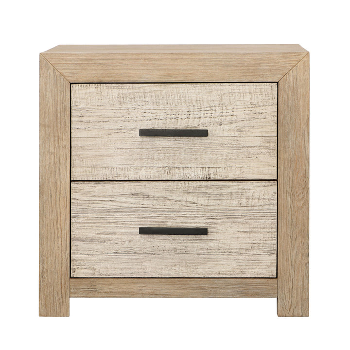 Rue Two-Drawer Pine Nightstand, front view
