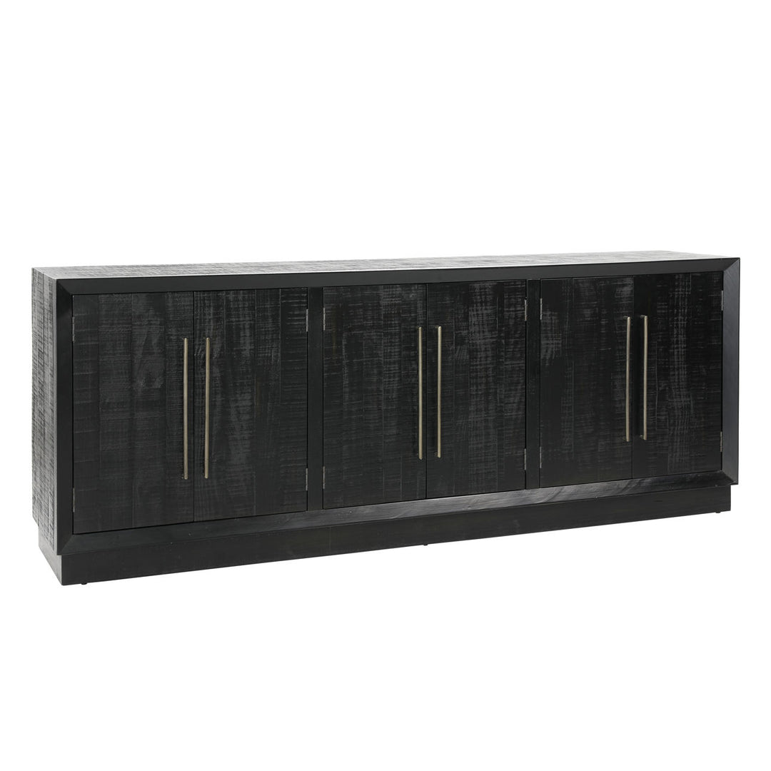 Hudson Pine Wood Sideboard, Black, three-quarter studio view