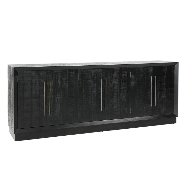 Hudson Pine Wood Sideboard, Black, three-quarter studio view