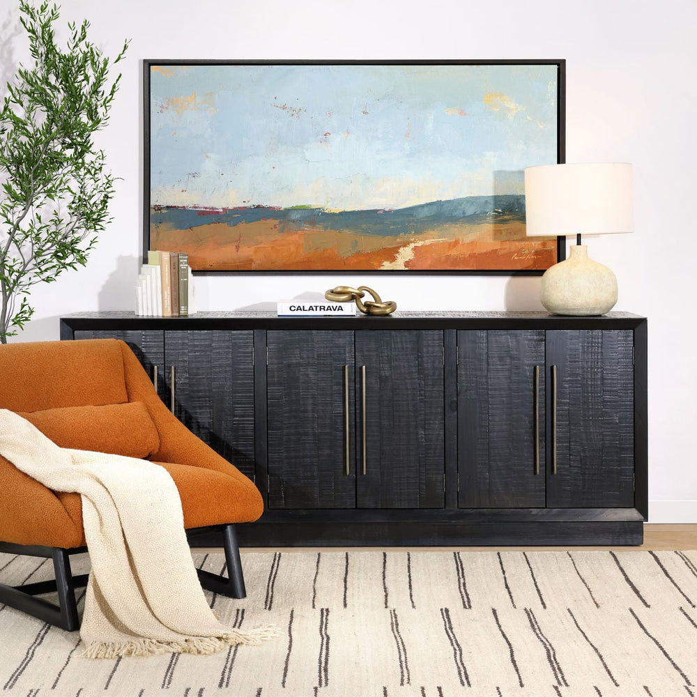 Hudson Pine Wood Sideboard, Black, lifestyle view