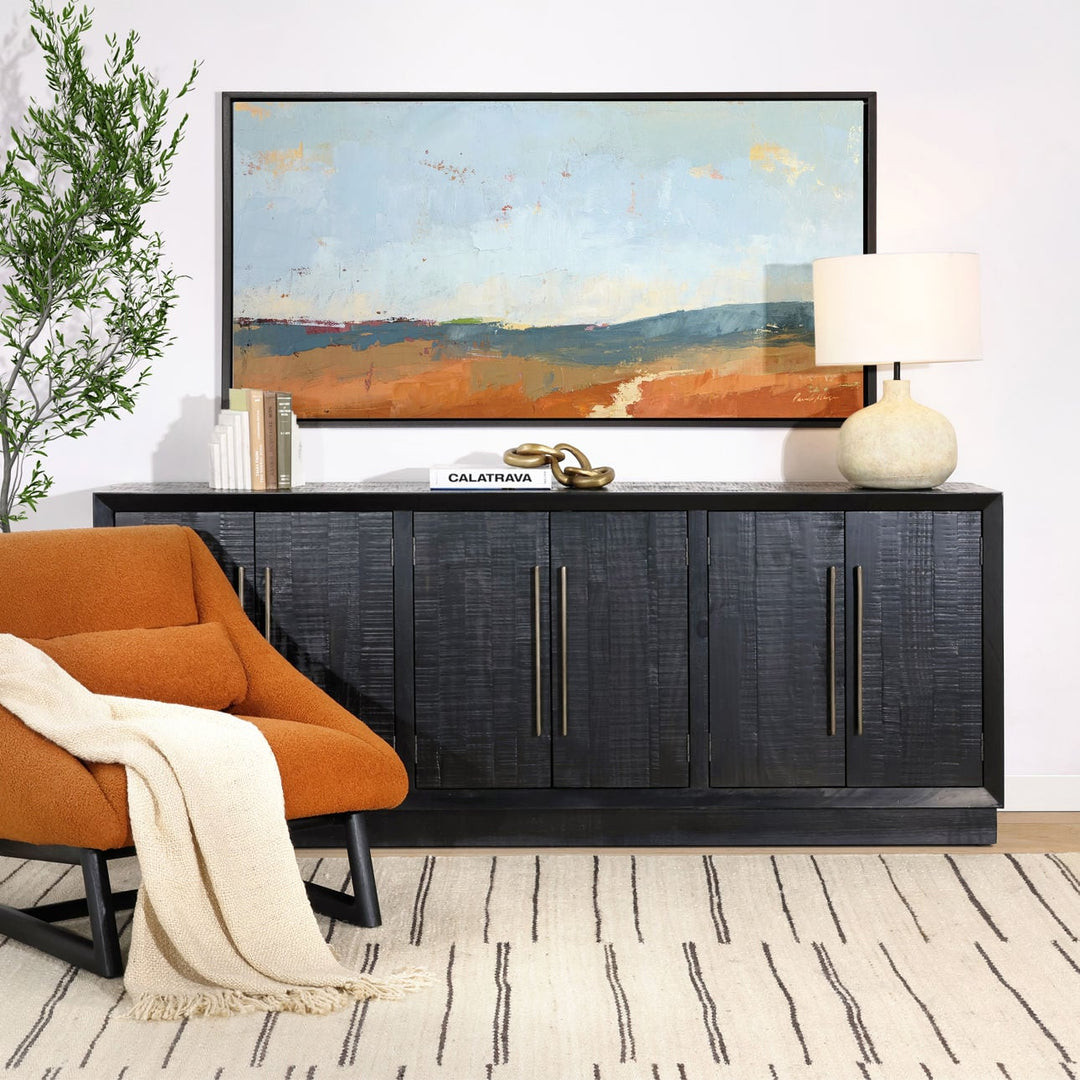 Hudson Pine Wood Sideboard, Black, lifestyle view