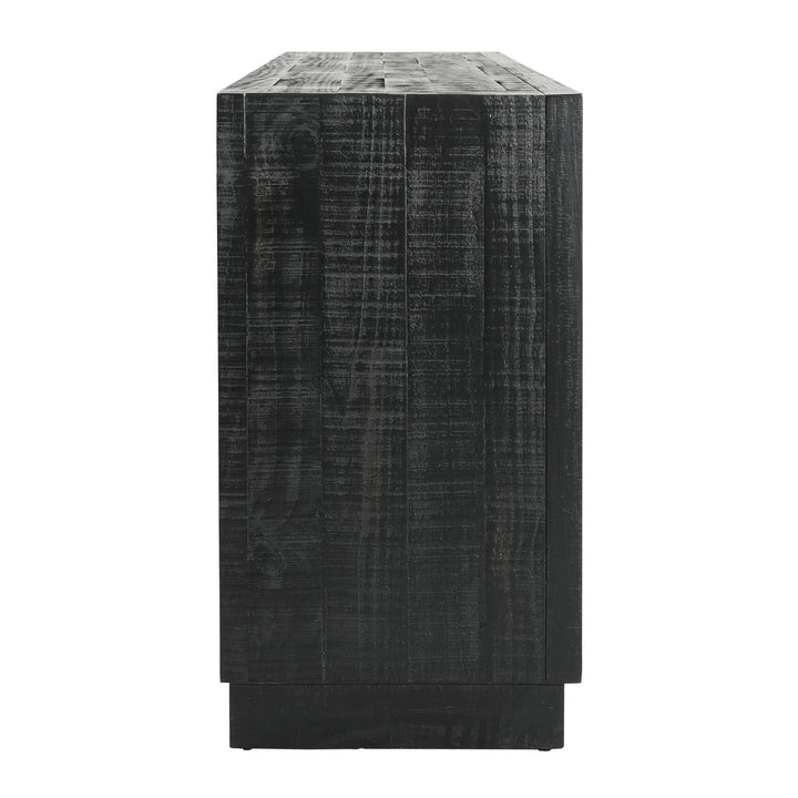 Hudson Pine Wood Sideboard, Black, profile view