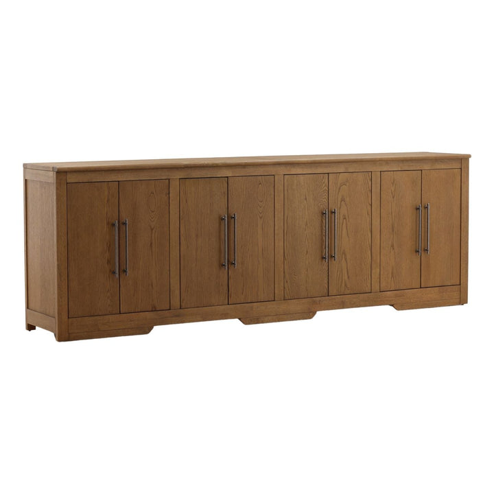 Delaney Oak Veneer Sideboard, Dark Brown · Eight Door, three-quarter studio view