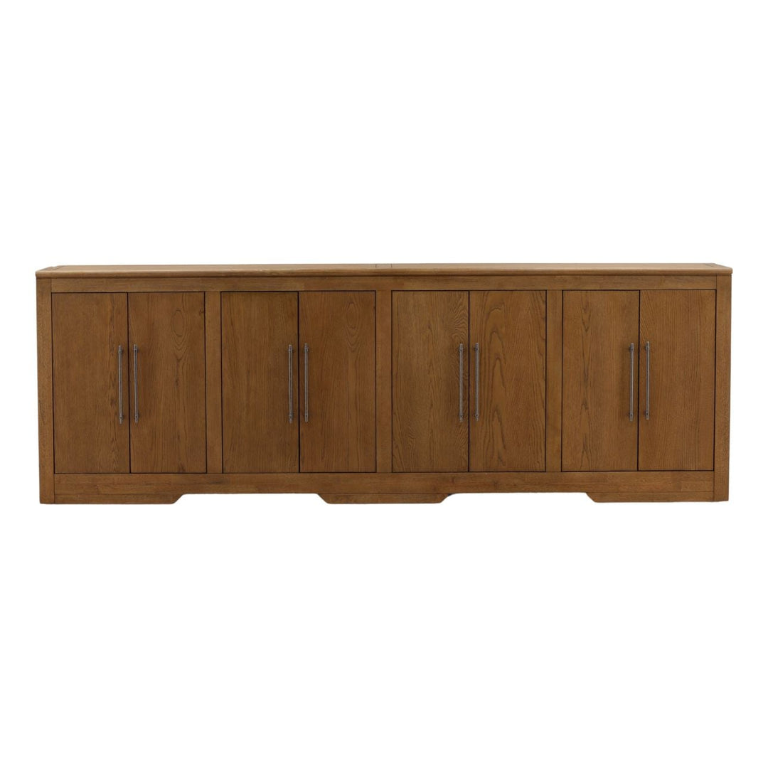Delaney Oak Veneer Sideboard, Dark Brown · Eight Door, front view