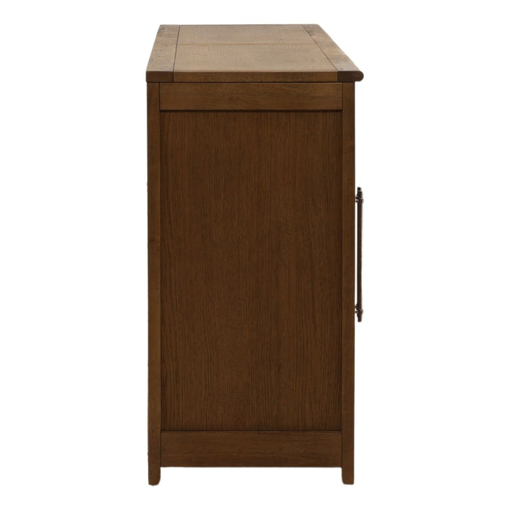 Delaney Oak Veneer Sideboard, Dark Brown · Eight Door, profile view