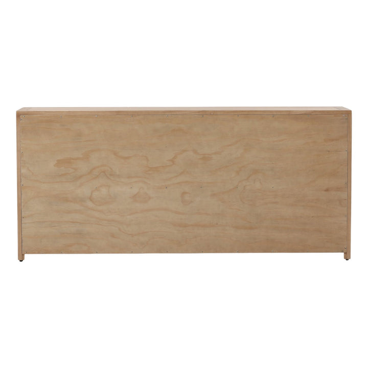 Delaney Oak Veneer Sideboard, Natural · Six Door, back view
