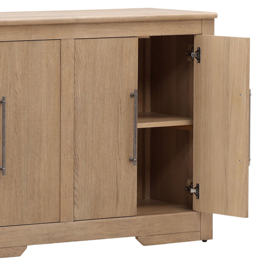 Delaney Oak Veneer Sideboard, Natural · Six Door, detail 3 view