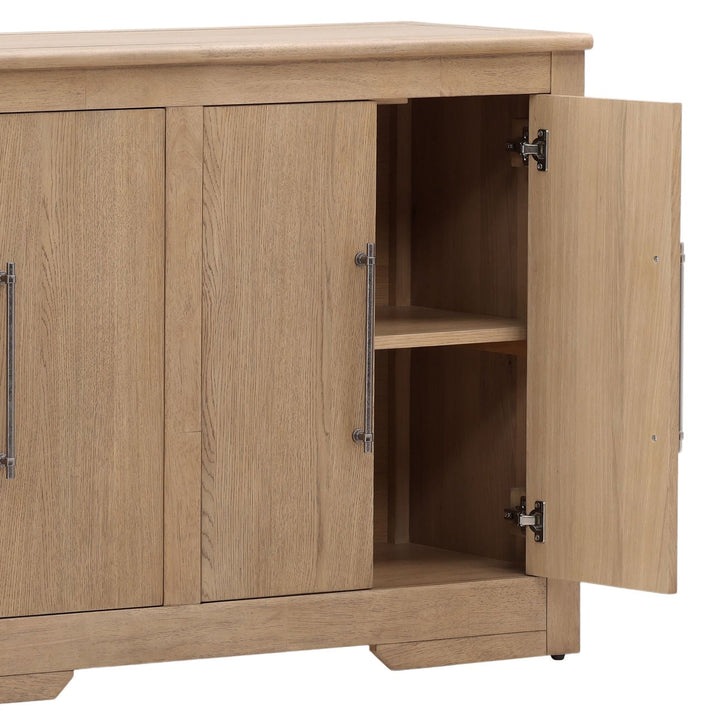 Delaney Oak Veneer Sideboard, Natural · Six Door, detail 3 view