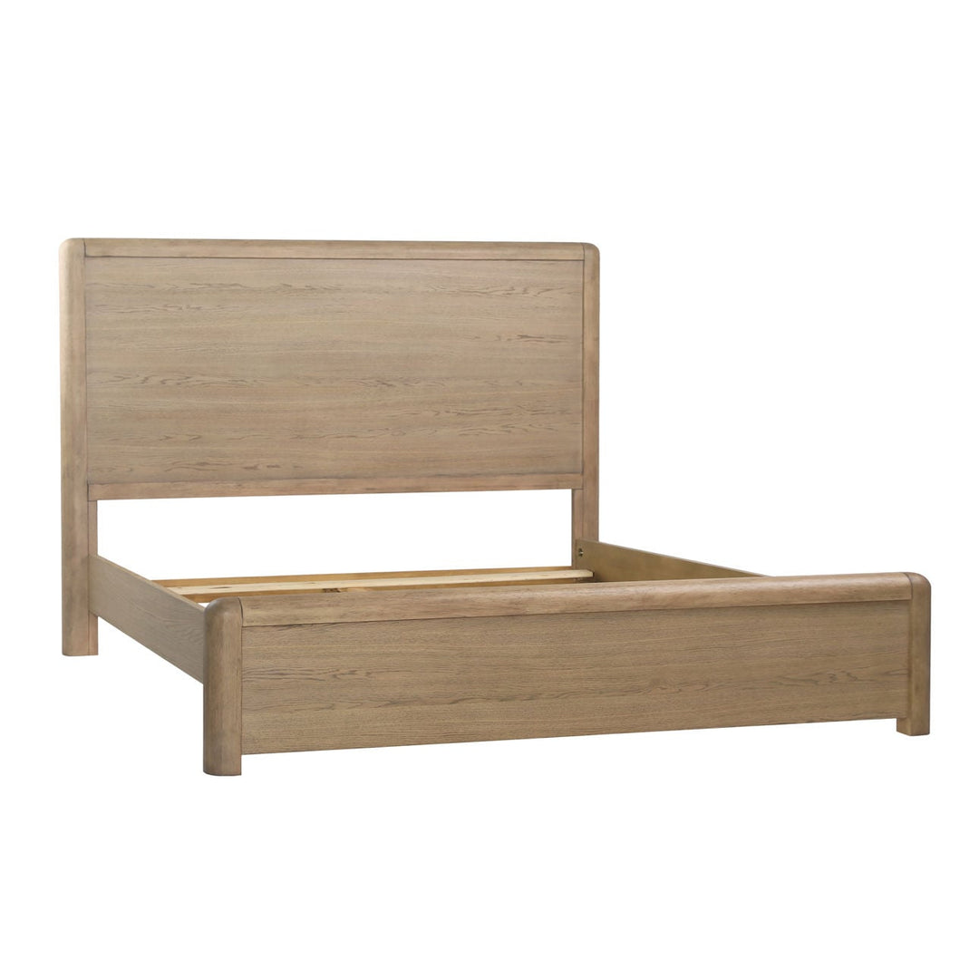 Tessa Natural Oak Veneer Bed, Eastern King, back three quarter view
