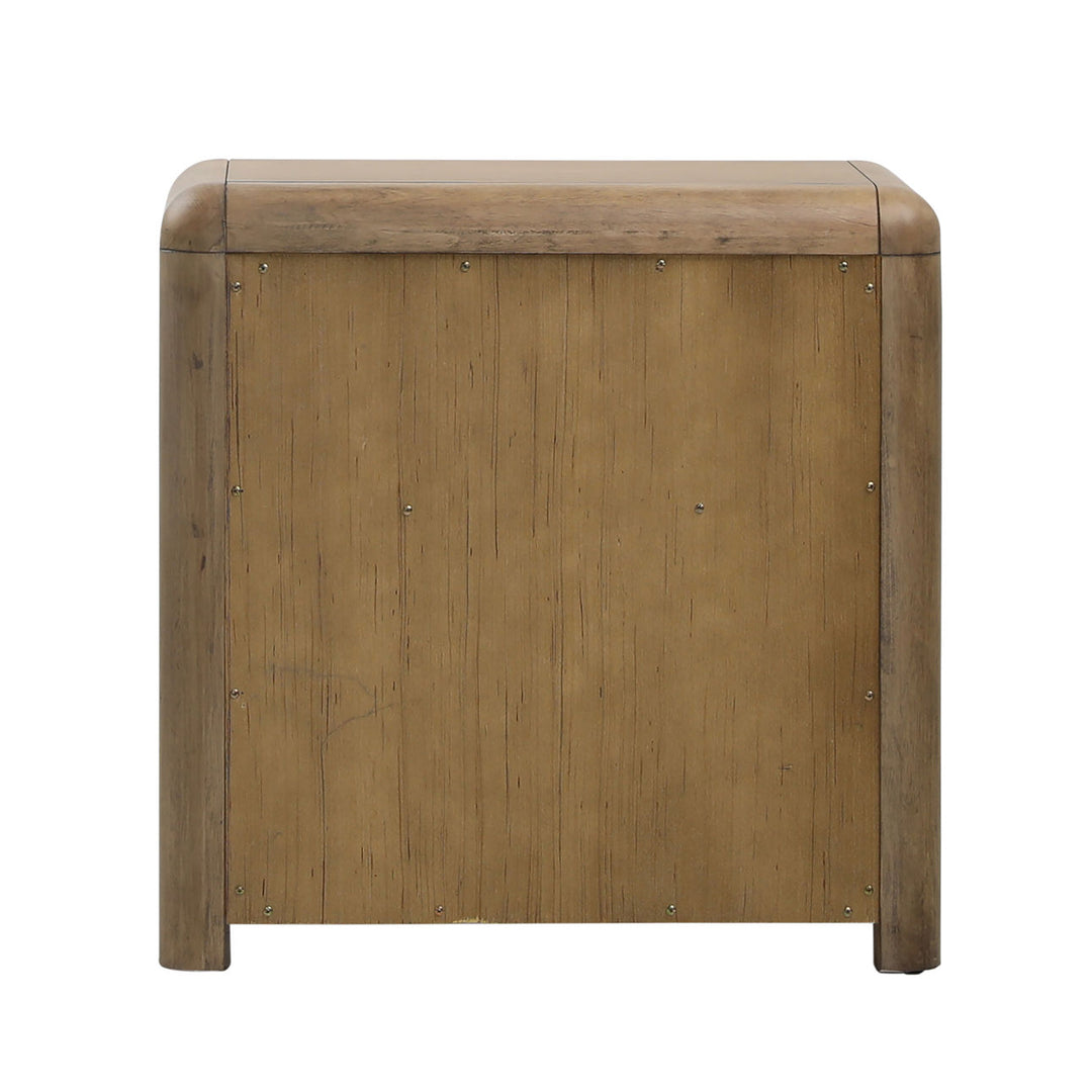Tessa Natural Oak Veneer Nightstand, back view