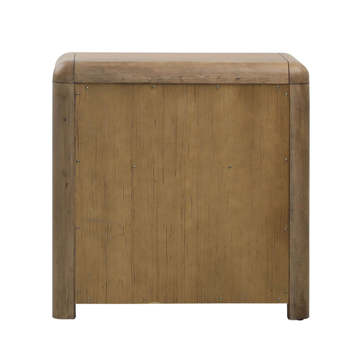 Tessa Natural Oak Veneer Nightstand, back view