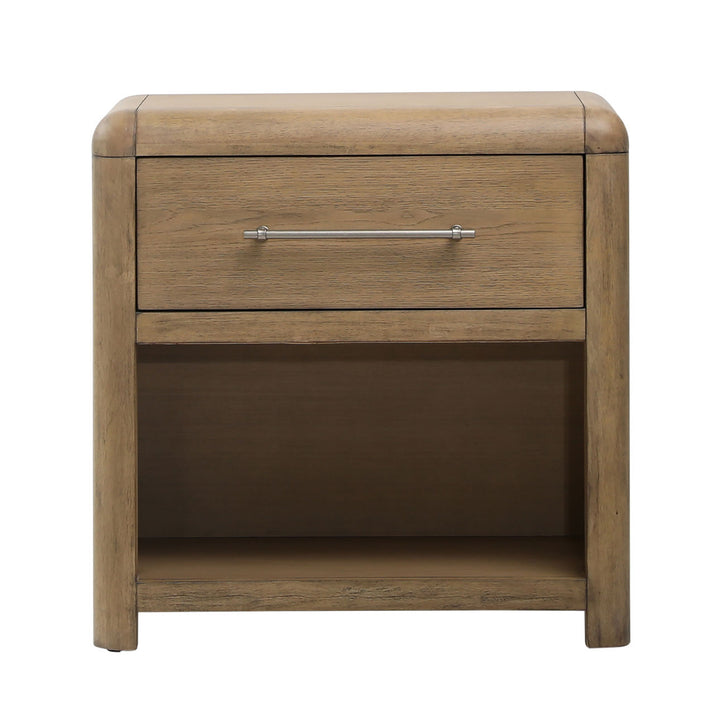 Tessa Natural Oak Veneer Nightstand, front view