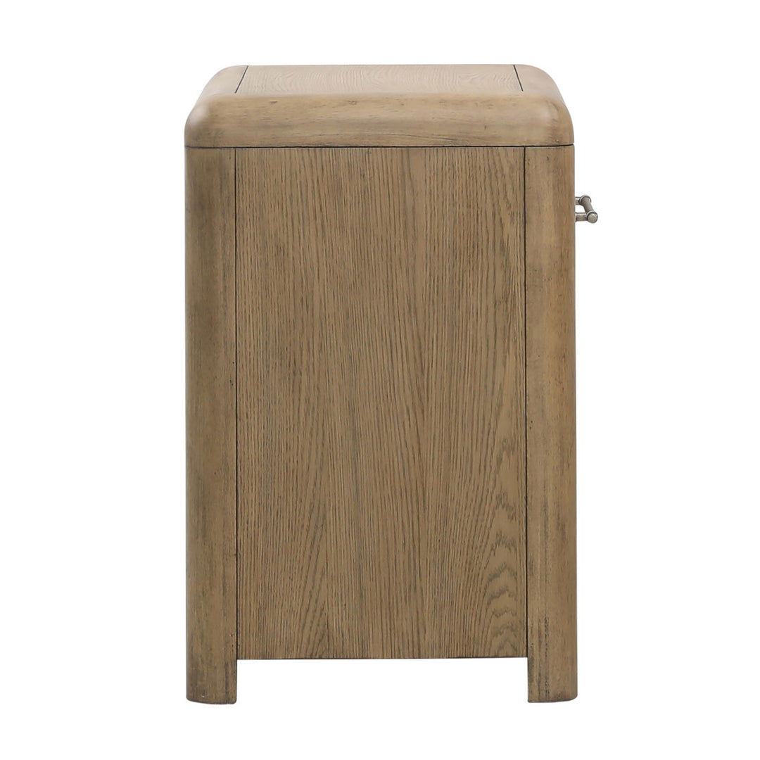 Tessa Natural Oak Veneer Nightstand, profile view