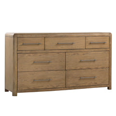 Tessa Natural Oak Veneer Dresser, three-quarter studio view