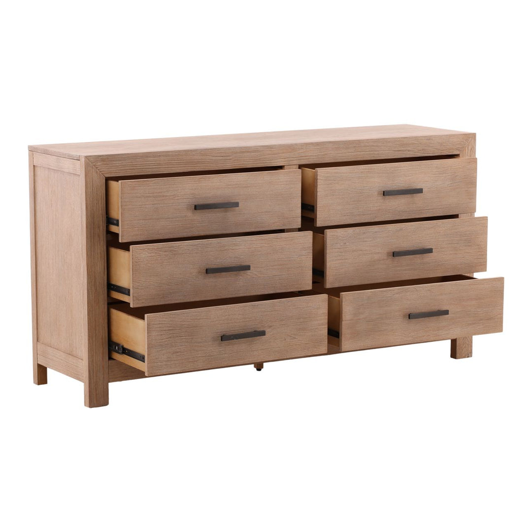 Emery Warm-Wash Pine Dresser, open door view