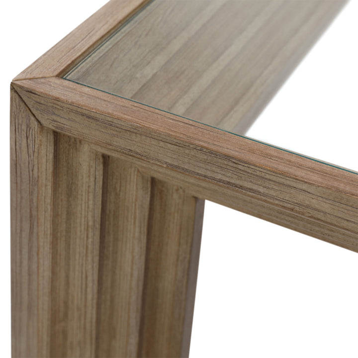 Mavis Glass Top Pine Console Table, detail 1 view