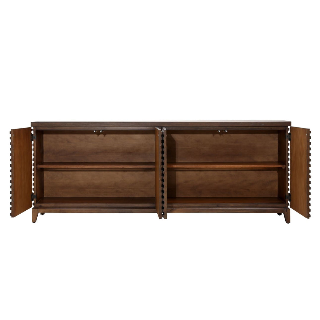 Esme Acacia Wood and Veneer Sideboard, open door view