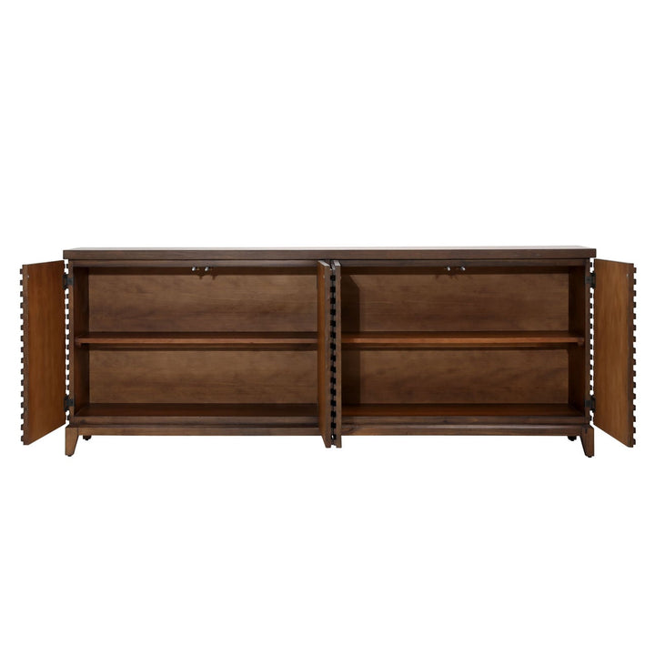 Esme Acacia Wood and Veneer Sideboard, open door view