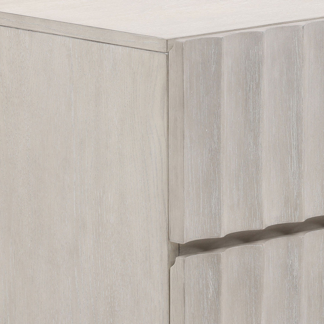 Sylvie Two-Drawer Oak Nightstand, detail 1 view
