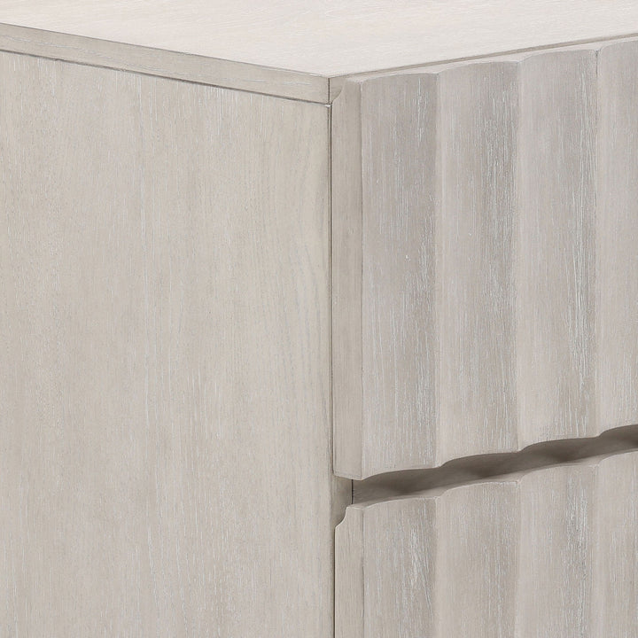 Sylvie Two-Drawer Oak Nightstand, detail 1 view
