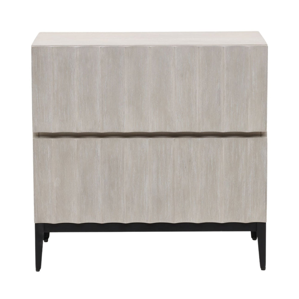 Sylvie Two-Drawer Oak Nightstand, front view
