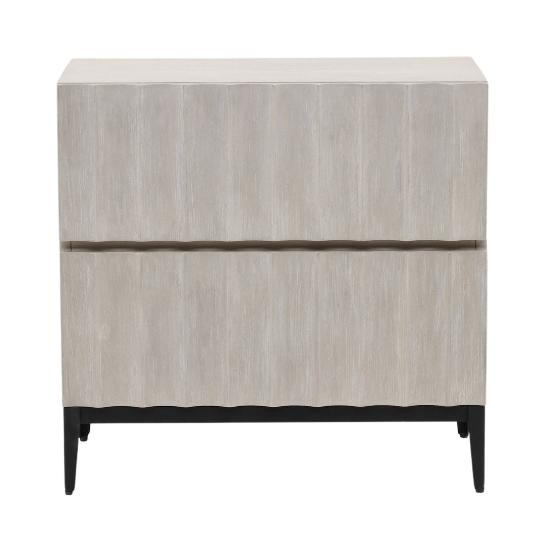 Sylvie Two-Drawer Oak Nightstand, front view