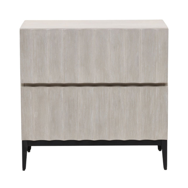 Sylvie Two-Drawer Oak Nightstand, front view