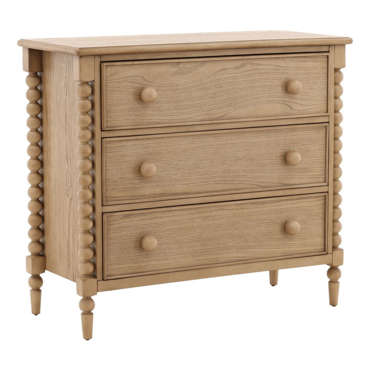 Marcella Oak Veneer Dresser, Natural, three-quarter studio view