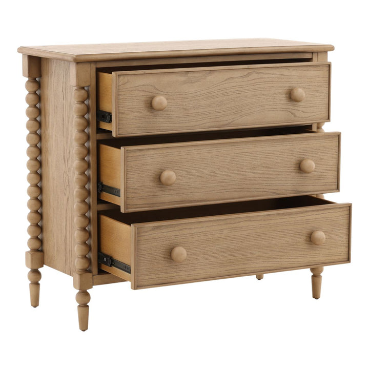 Marcella Oak Veneer Dresser, Natural, open door view