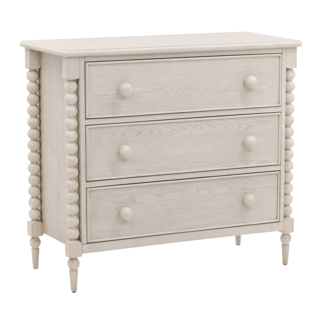 Marcella Oak Veneer Dresser, Whitewash, three-quarter studio view
