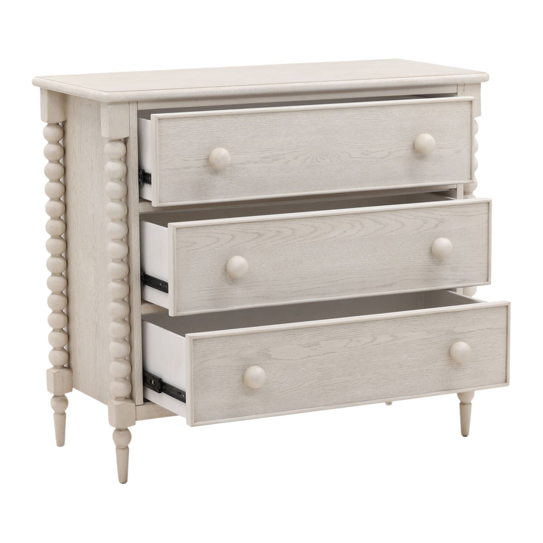 Marcella Oak Veneer Dresser, Whitewash, open door view