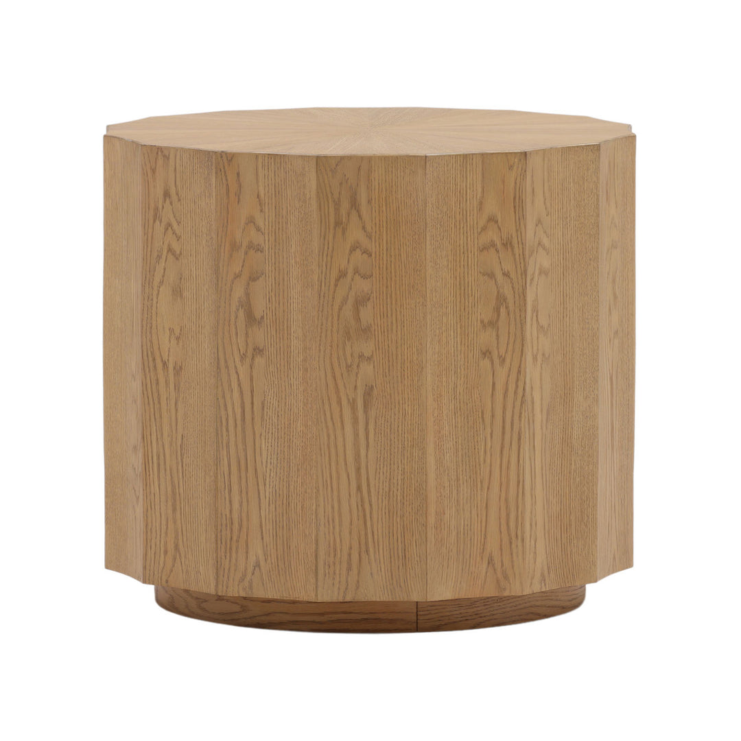 Tova Oak Veneer Side Table, three-quarter studio view