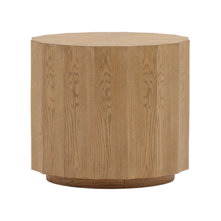 Tova Oak Veneer Side Table, three-quarter studio view