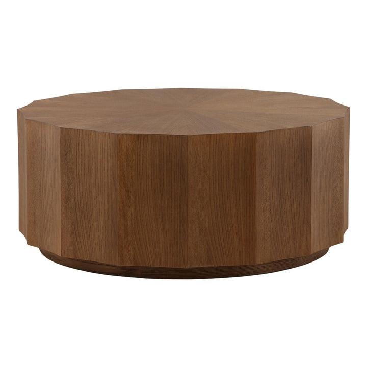 Tova Oak Veneer Coffee Table, Dark Brown, three-quarter studio view