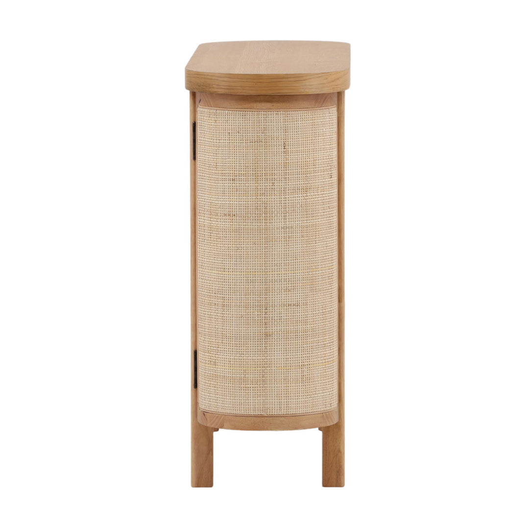 Elena Oak Veneer and Cane Sideboard, profile view