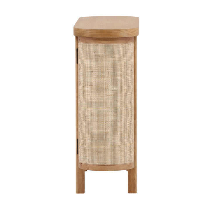 Elena Oak Veneer and Cane Sideboard, profile view
