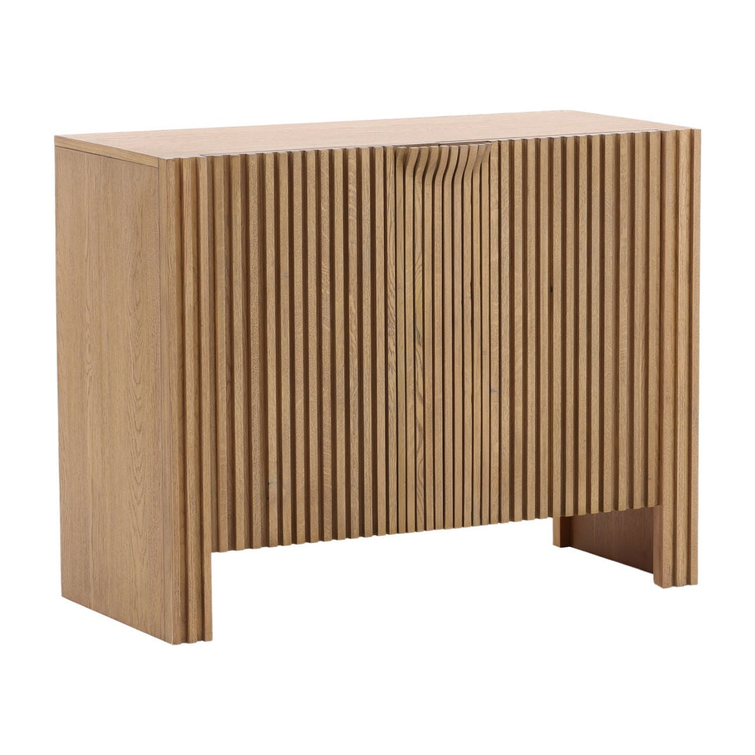 Farren Oak Wood and Veneer Sideboard, Two Door, three-quarter studio view