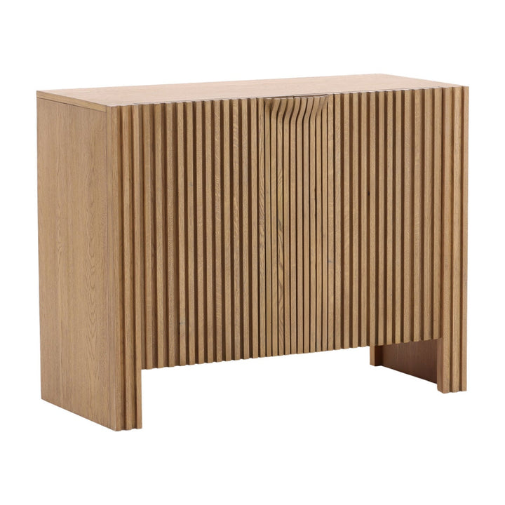 Farren Oak Wood and Veneer Sideboard, Two Door, three-quarter studio view