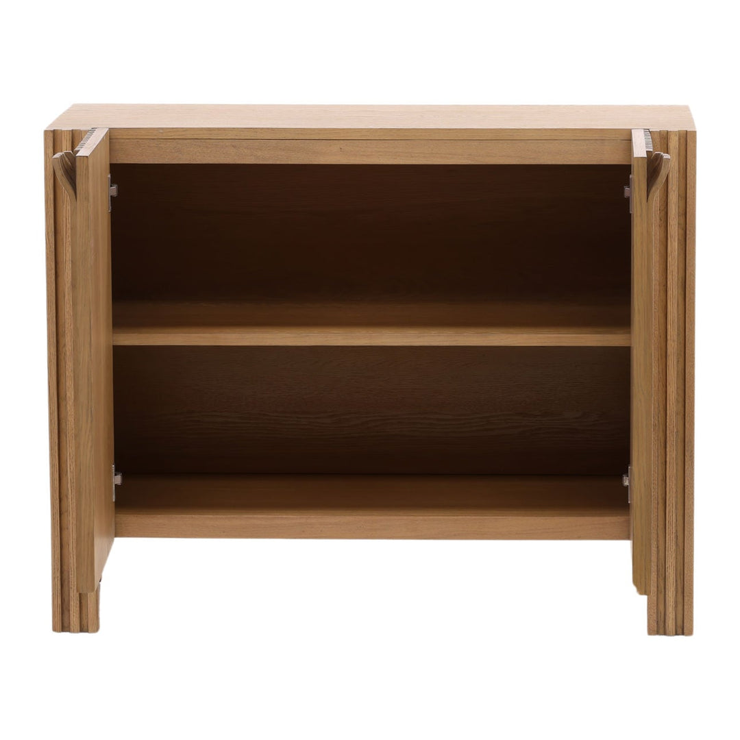 Farren Oak Wood and Veneer Sideboard, Two Door, open door view